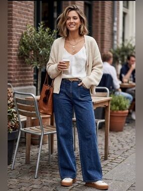 NWT Jones New York High Rise Salsbury 2 Wide Leg Patch Pocket Jeans Winter Boho